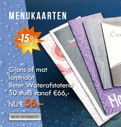 Gelamineerde Menukaarten nu met 15% Korting!